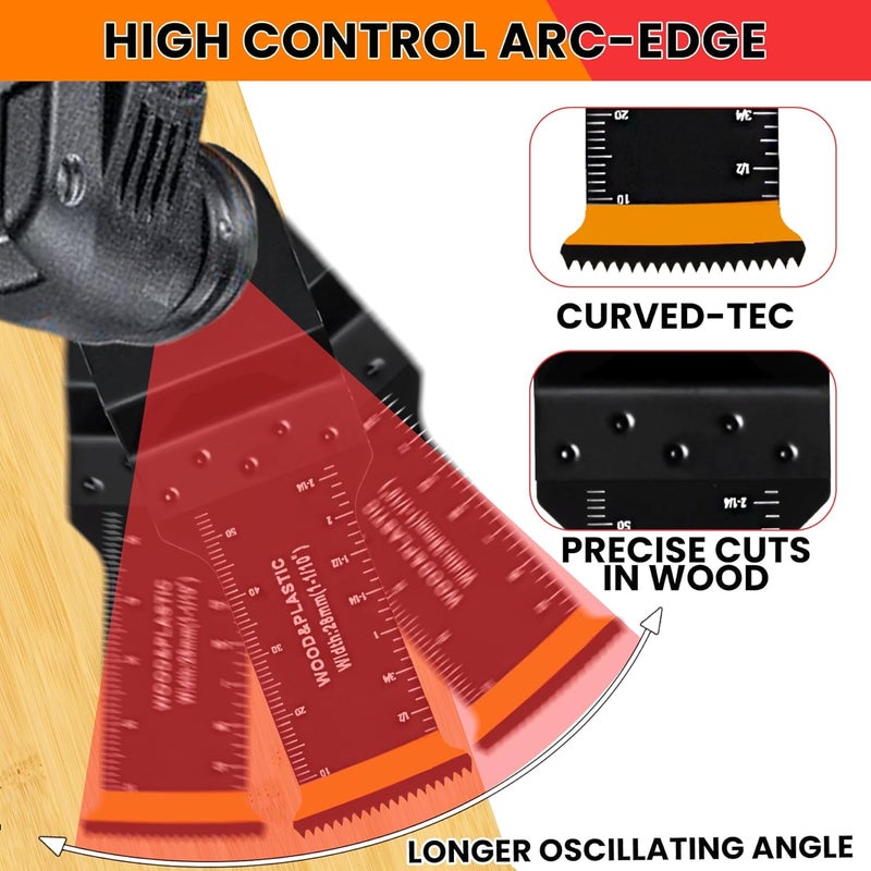 CONNOO 86 Pack Oscillating Saw Blades with Case, Arc Edge Multitool Blades, Oscillating Tool Blade, Bi-Metal for Wood/Metal/Plastic Kits Fit for Milwaukee Ryobi - Image 3